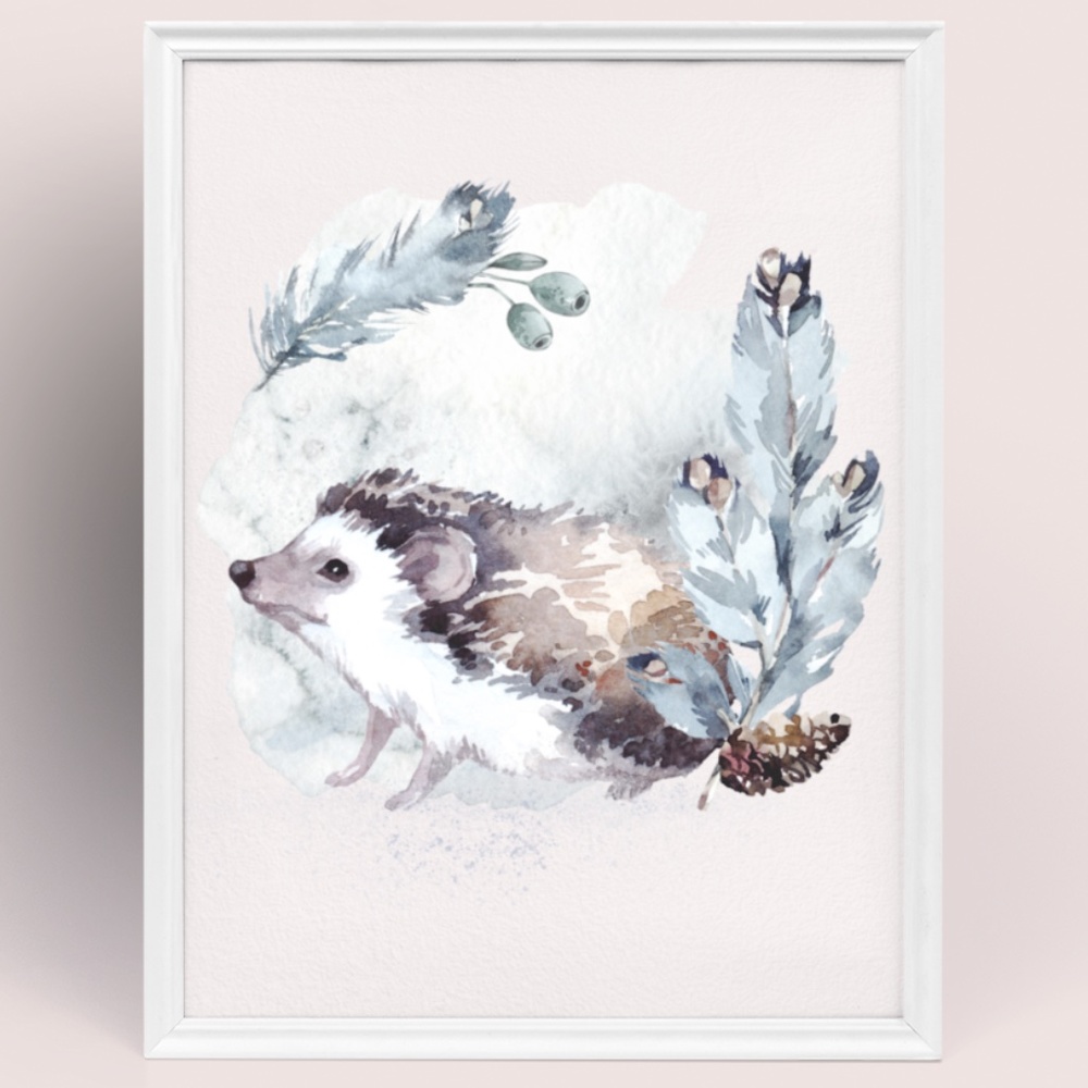 Watercolor Hedgehog Wall Art Print Poster Unframed - Picture 8 of 17